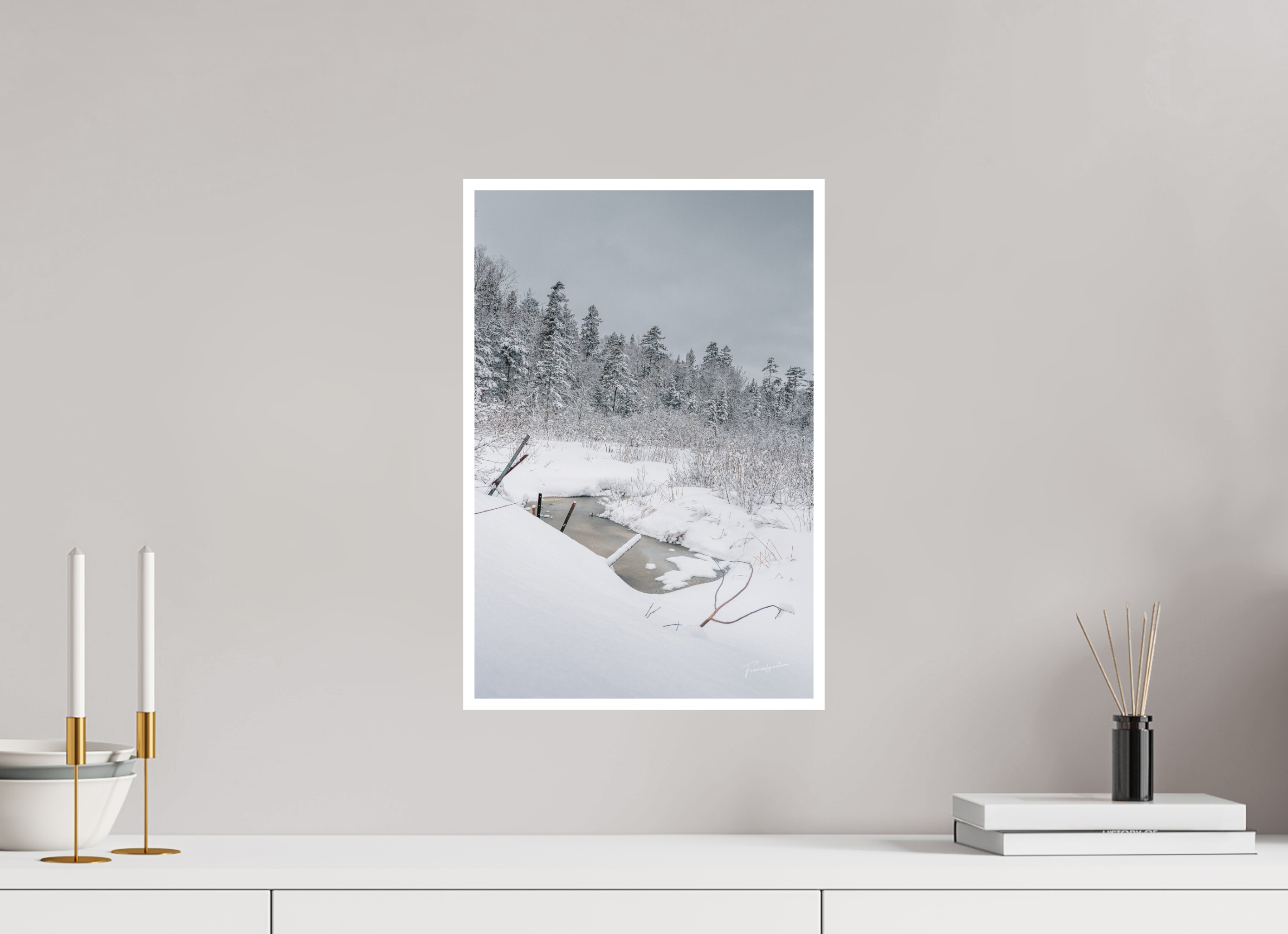 30 x 45 cm, Tirage seul Bright White 1cm Le miroir gelé