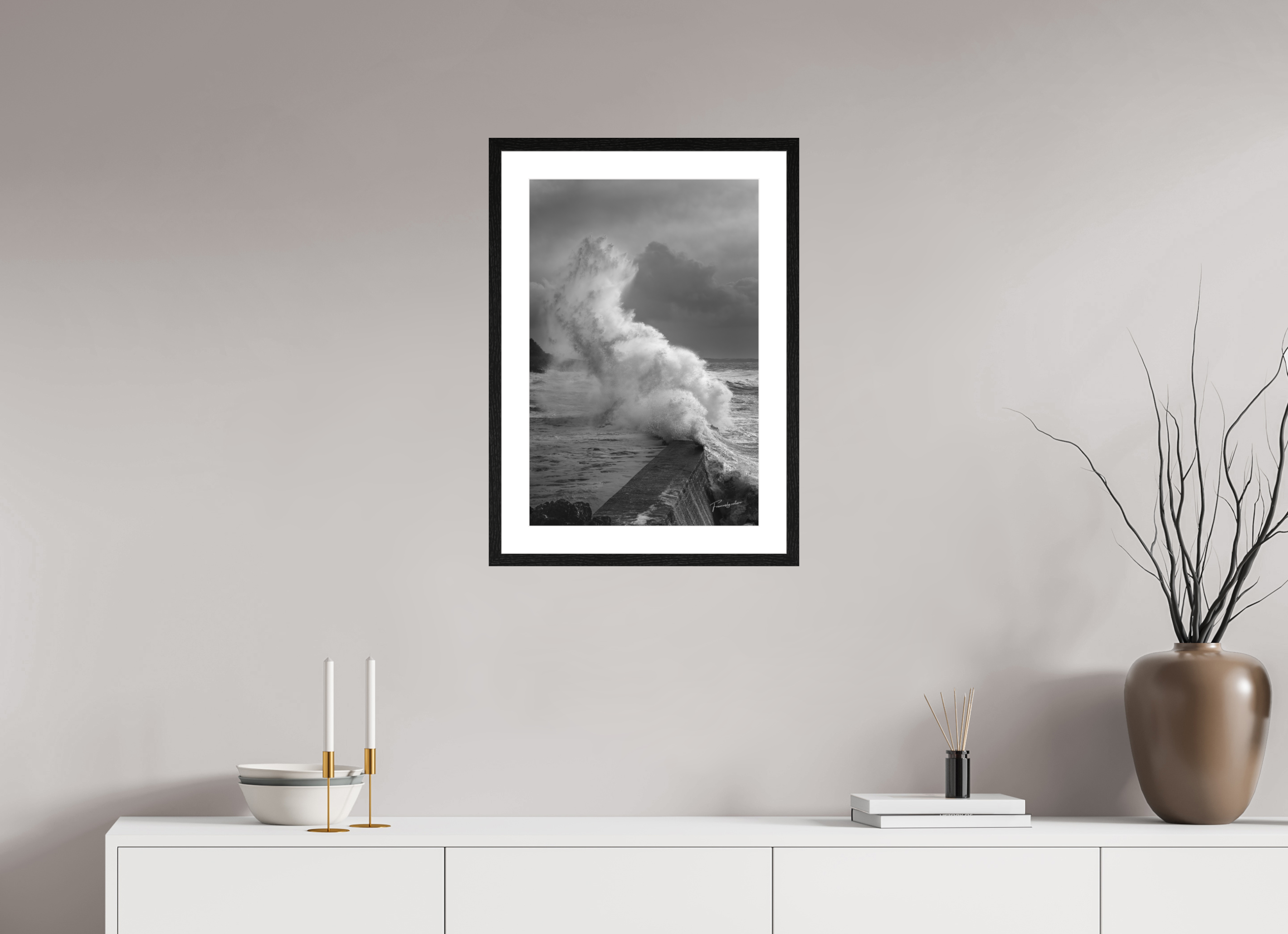 40 x 60 cm, Cadre chêne noir brightwhite L'Éclat du Port