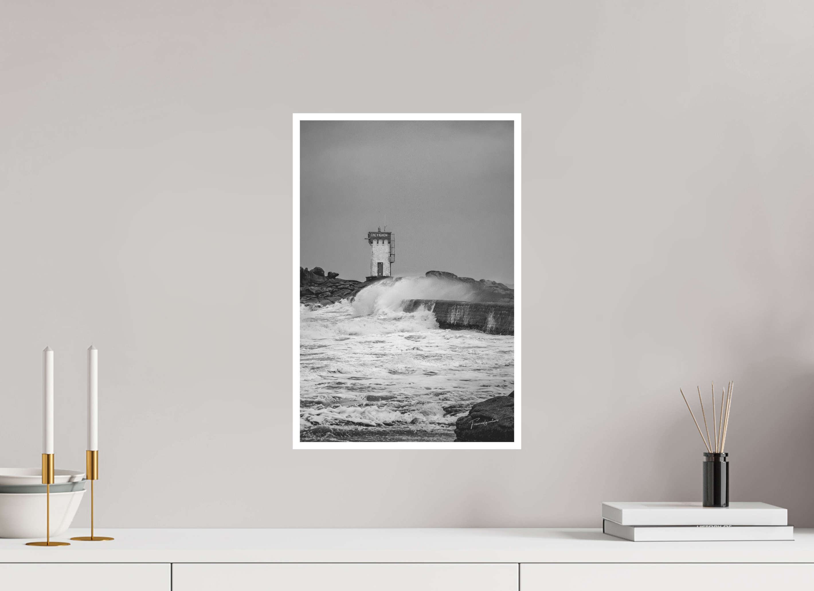 30 x 45 cm, Tirage seul Bright White 1cm La Solitude du Phare de Trévignon