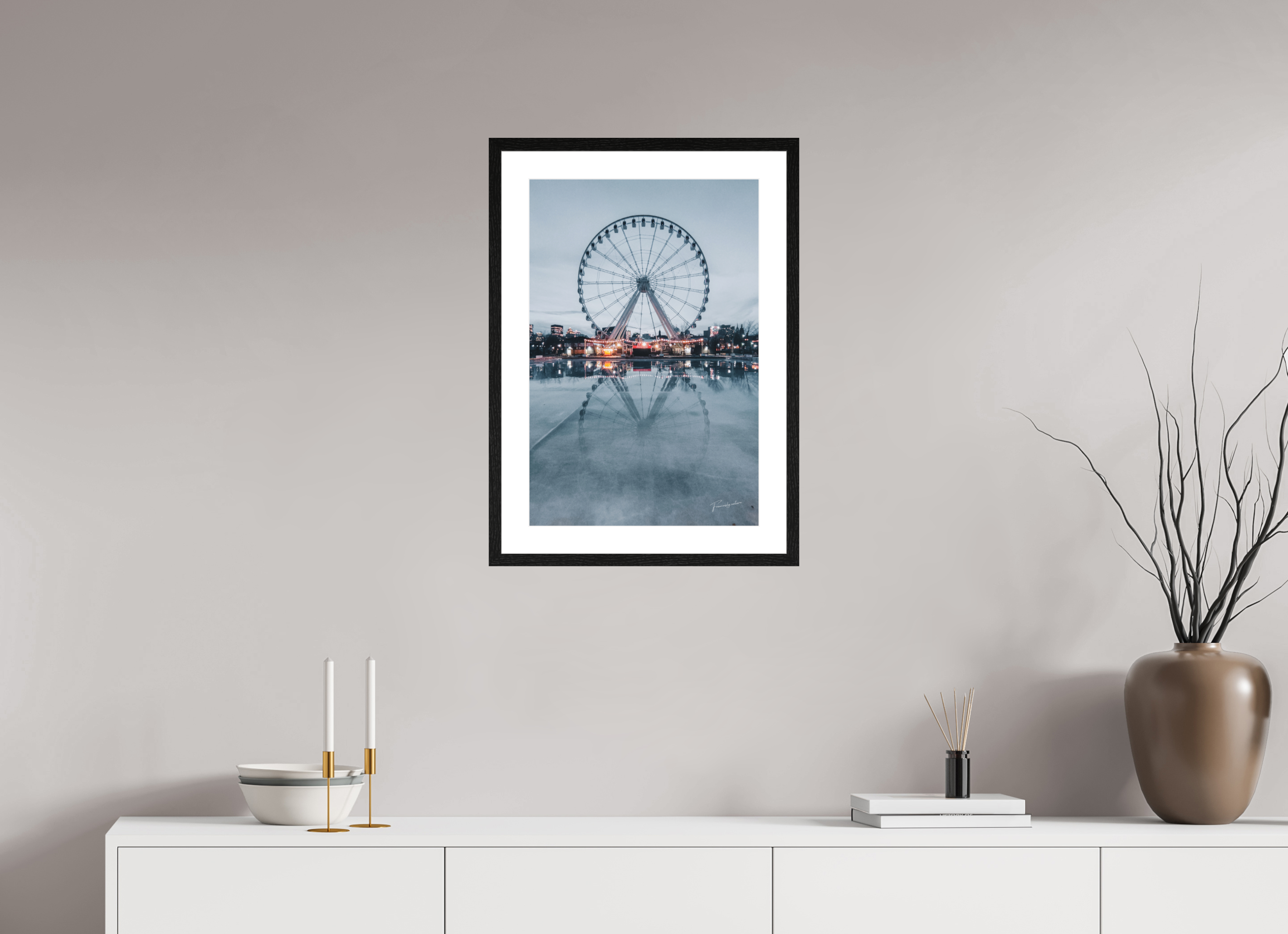 40 x 60 cm, Tirage FineArt + Cadre en chêne noir Le Miroir des Songes