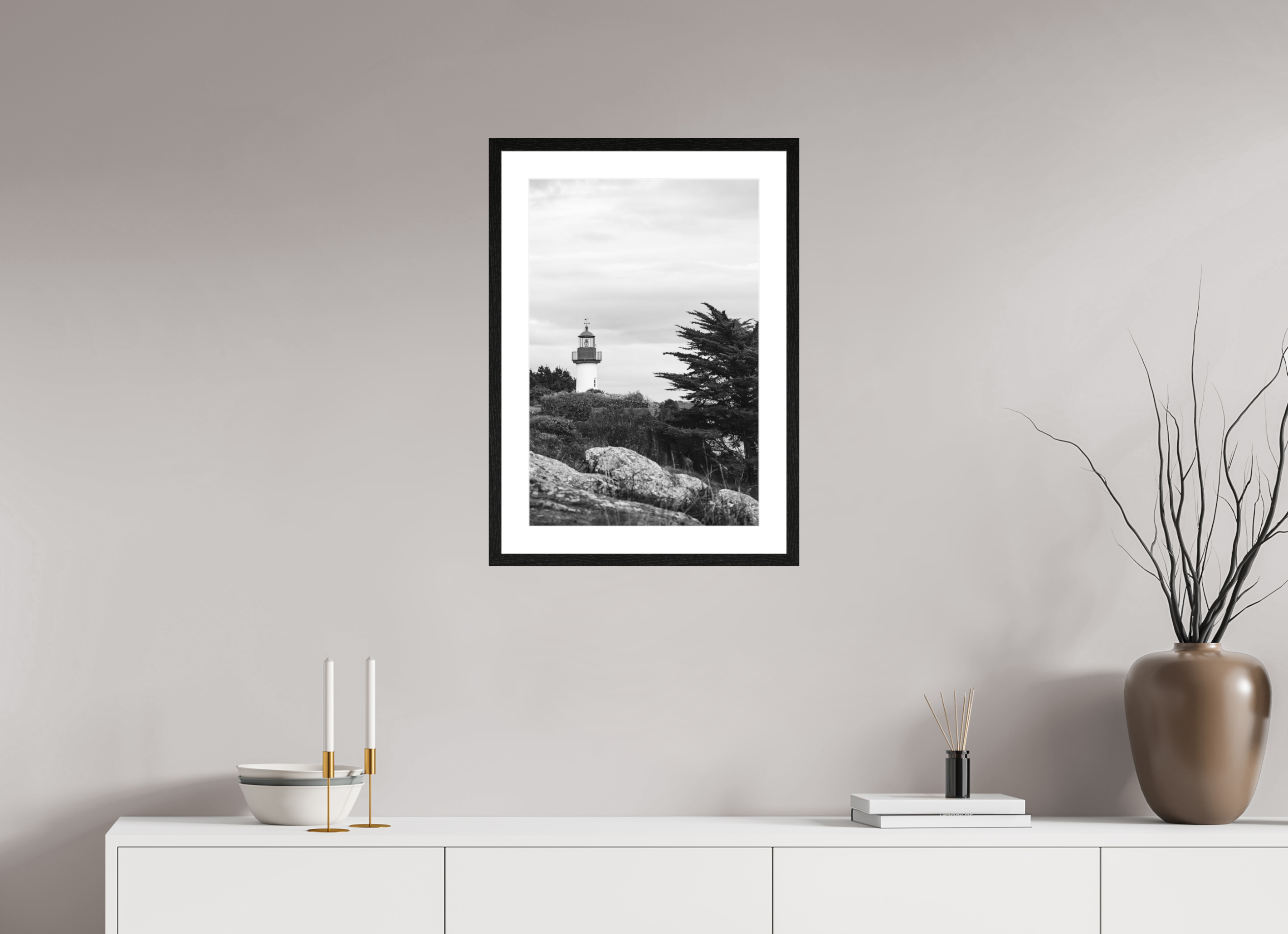 40 x 60 cm, Cadre chêne noir brightwhite L'Horizon Protecteur
