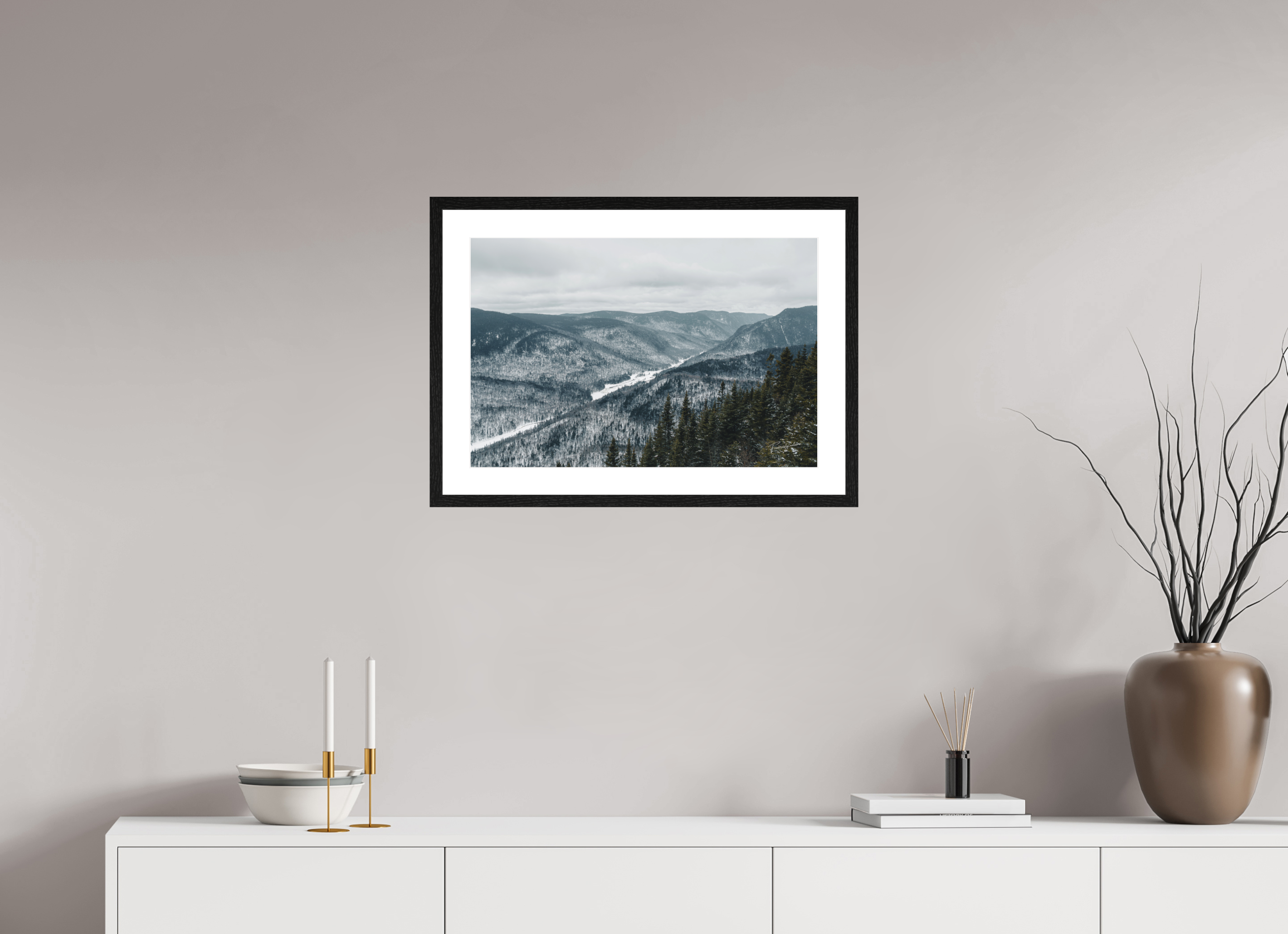 60 x 40 cm, Cadre chêne noir brightwhite L'Horizon Infini