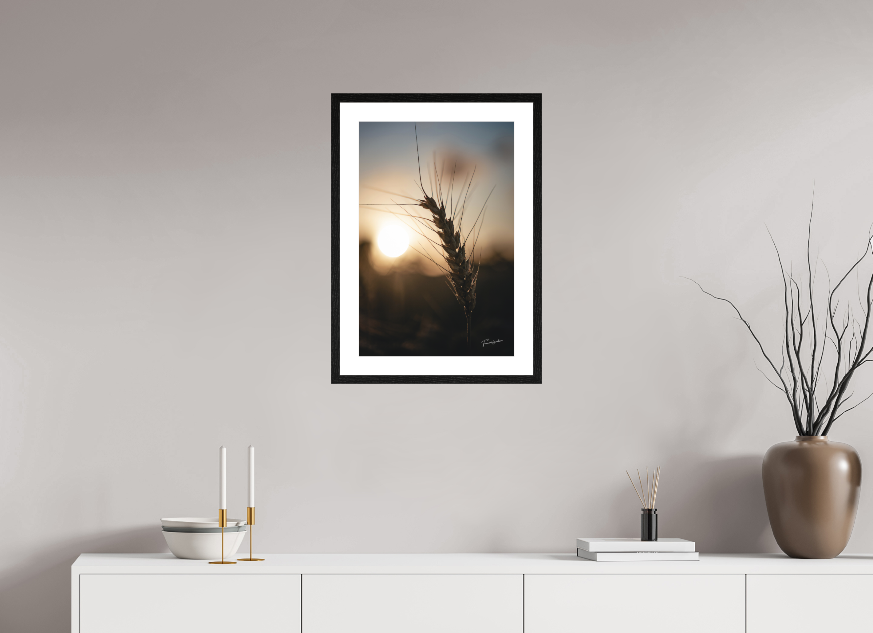 40 x 60 cm, Tirage FineArt + Cadre en chêne noir L'Or du Soir