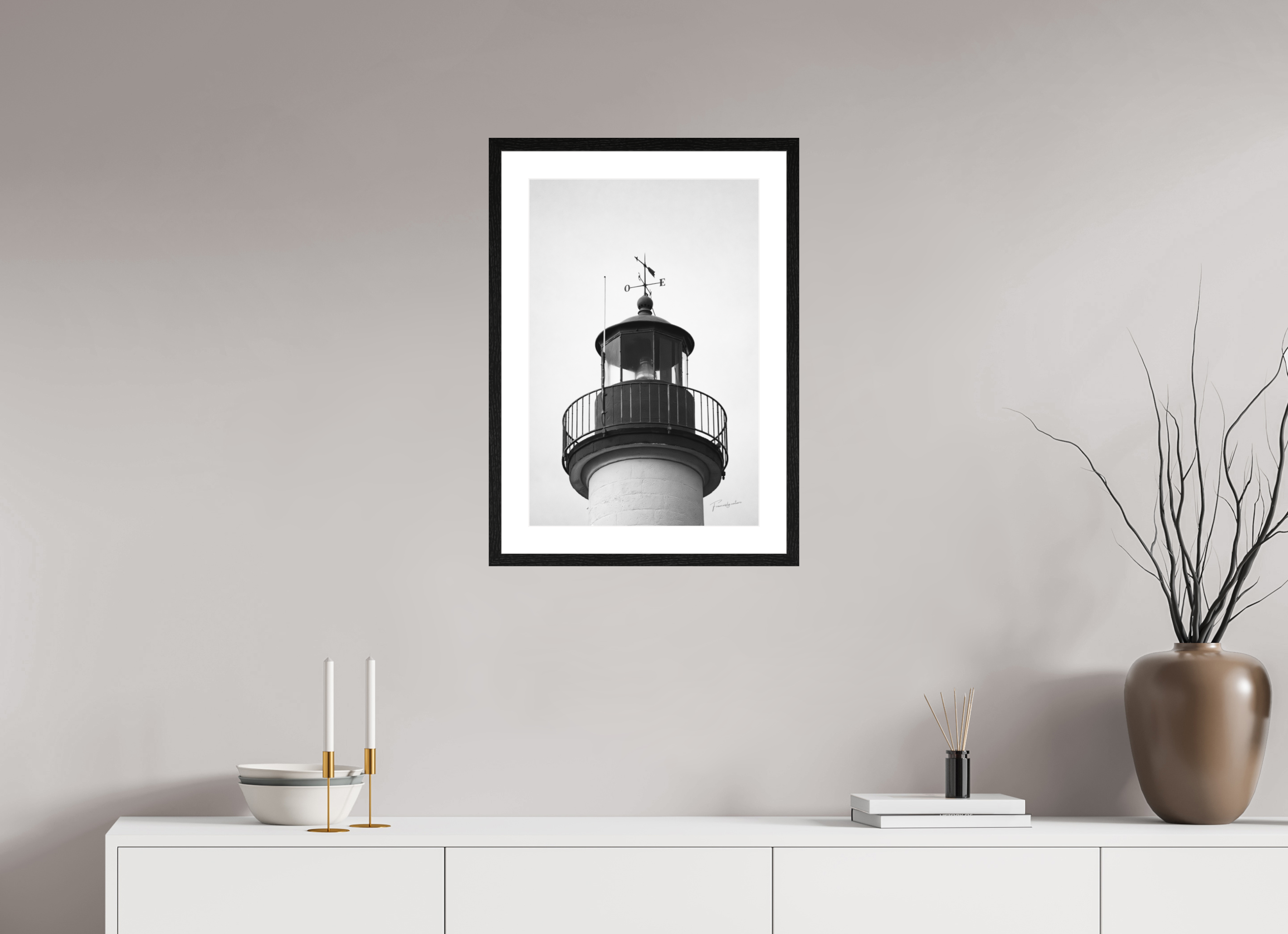 40 x 60 cm, Cadre chêne noir brightwhite La Lanterne de Port Manec'h